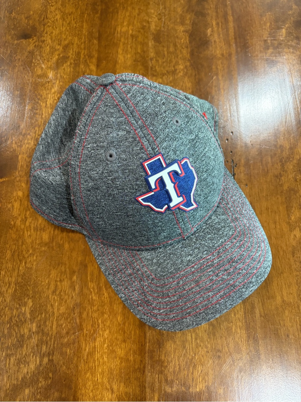 Texas Rangers Official Heather Gray Baseball Cap with Red Stitching